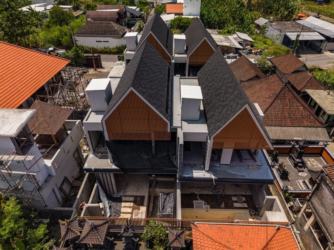 Roof structure of the Four Palms villas seen from above, 22 September 2026