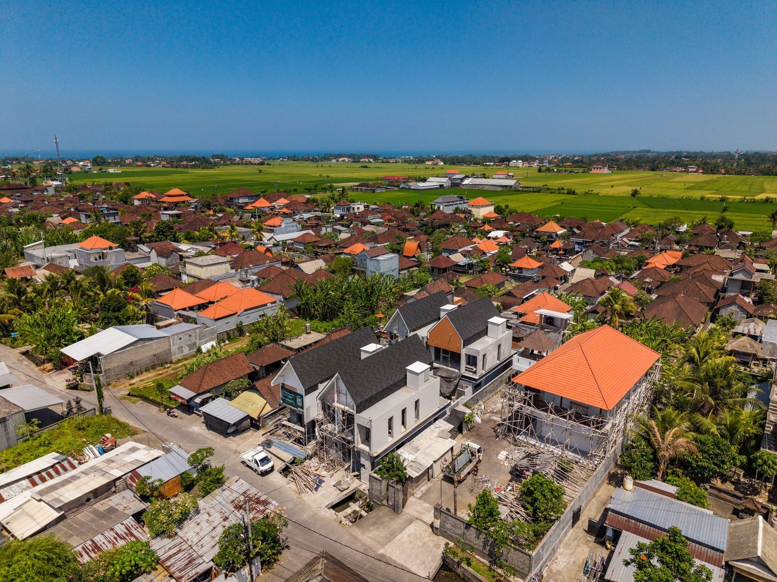 Aerial photograph looking towards the coast from above the Kedungu area