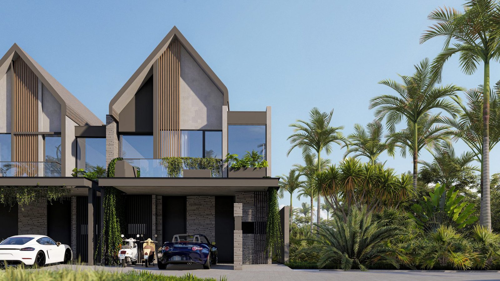 Architectural render of the Four Palms villas
