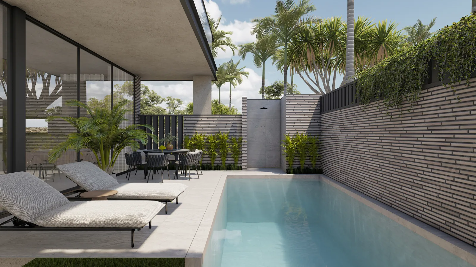 Pool courtyard render
